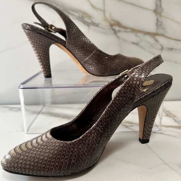 Isola brown (faux) snake skin sling back heal. Size 6.5. 3 inch heel. - Picture 1 of 4
